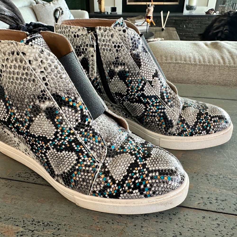 Paolo Snakeskin Ankle Boots with Black and White Accents